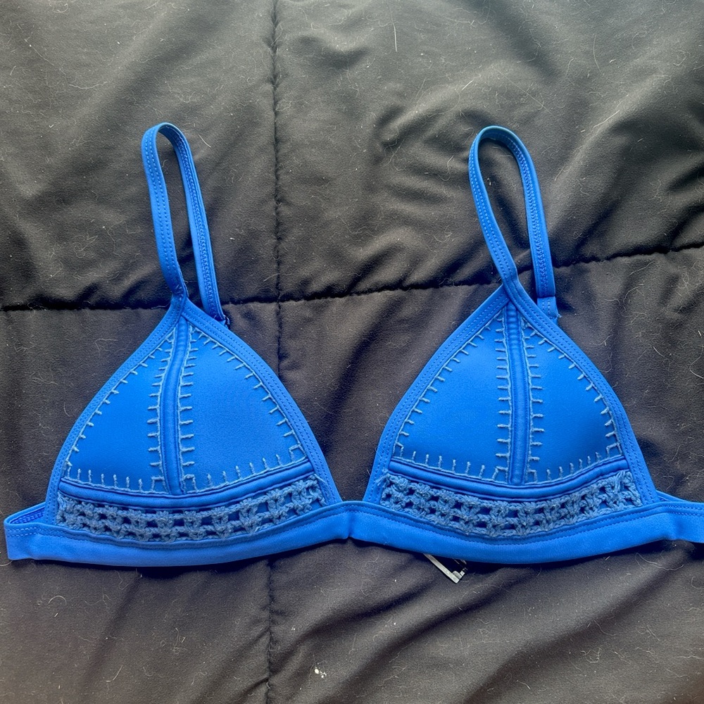 Triangl Swimwear Blue and Orange Bikini Top